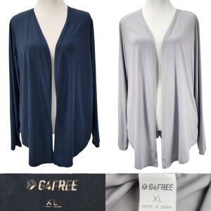 Lot 2 G4Free Womens XL Lightweight Stretch Sun Protect Cardigan Top with Pockets